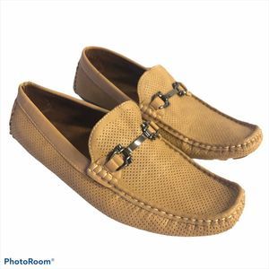 David Stone Horse Bit Driving Loafers Size 8.5 Tan
